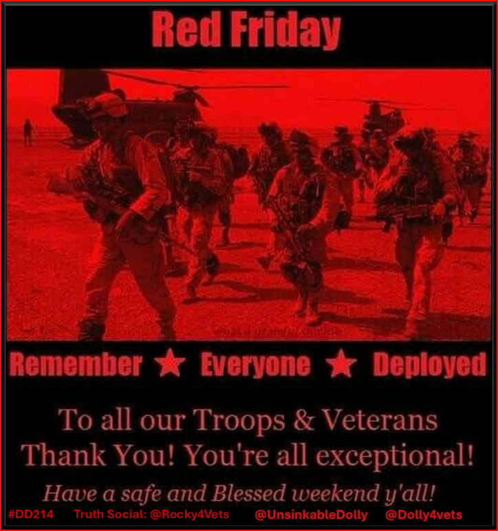 @UnsinkableDolly The Veterans Conductress (@unsinkabledolly) on Twitter photo 🔴RED Friday Trains Dolly4Vets #DD214🔴
Remembering Our Brothers & Sisters Deployed
Please RT and FB each other Vets #4B
<a href="/realDonaldTrump/">Donald J. Trump</a> ⭐️
<a href="/Nomvet/">nomvet☠</a>
<a href="/NorbergKen/">Ken Norberg</a>
<a href="/np755xc6km/">Michael (Mike) Thornes</a>
<a href="/nywrecker/">Nywrecker</a>
<a href="/OGRocker1/">"Jekyll" 🎩 #VeteransUnite</a>
<a href="/0ldManStoneZone/">OLD MAN STONE 🇺🇸</a>
<a href="/oldschool_navy/">Oldschool_Navy</a>
<a href="/oldsoldier8104/">Marty Piercy</a>
<a href="/omahabe2/">Elbert C. Lyon</a> 🔴RED Friday Trains Dolly4Vets #DD214🔴
Remembering Our Brothers & Sisters Deployed
Please RT and FB each other Vets #4B
<a href="/realDonaldTrump/">Donald J. Trump</a> ⭐️
<a href="/Nomvet/">nomvet☠</a>
<a href="/NorbergKen/">Ken Norberg</a>
<a href="/np755xc6km/">Michael (Mike) Thornes</a>
<a href="/nywrecker/">Nywrecker</a>
<a href="/OGRocker1/">"Jekyll" 🎩 #VeteransUnite</a>
<a href="/0ldManStoneZone/">OLD MAN STONE 🇺🇸</a>
<a href="/oldschool_navy/">Oldschool_Navy</a>
<a href="/oldsoldier8104/">Marty Piercy</a>
<a href="/omahabe2/">Elbert C. Lyon</a>