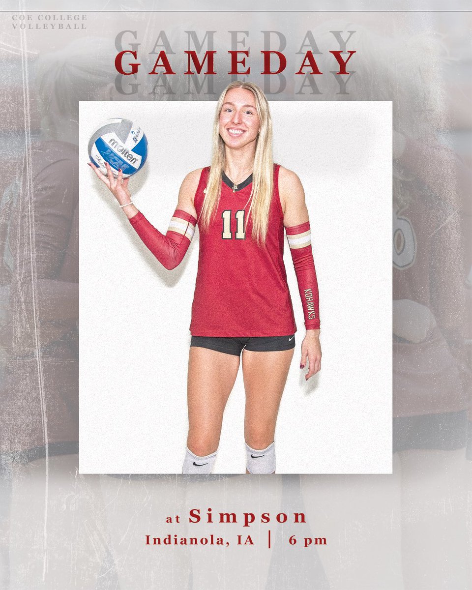 🏐<a href="/KohawkVball/">Kohawk Volleyball</a> Gameday❗️

 @ Simpson 
⏰6 PM
📍Indianola, IA
📺tinyurl.com/3f9rm588
📊tinyurl.com/4fbyr3rd

#KohawkNation