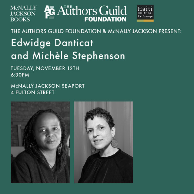 Nov 12 @ 6:30 | The Authors Guild Foundation &amp; McNally Jackson present: Edwidge Danticat and Michèle Stephenson in conversation

“I see our mission as both a political and creative one,” says documentary filmmaker Michèle Stephenson. 

RSVP here: mcnallyjackson.com/event/authors-…