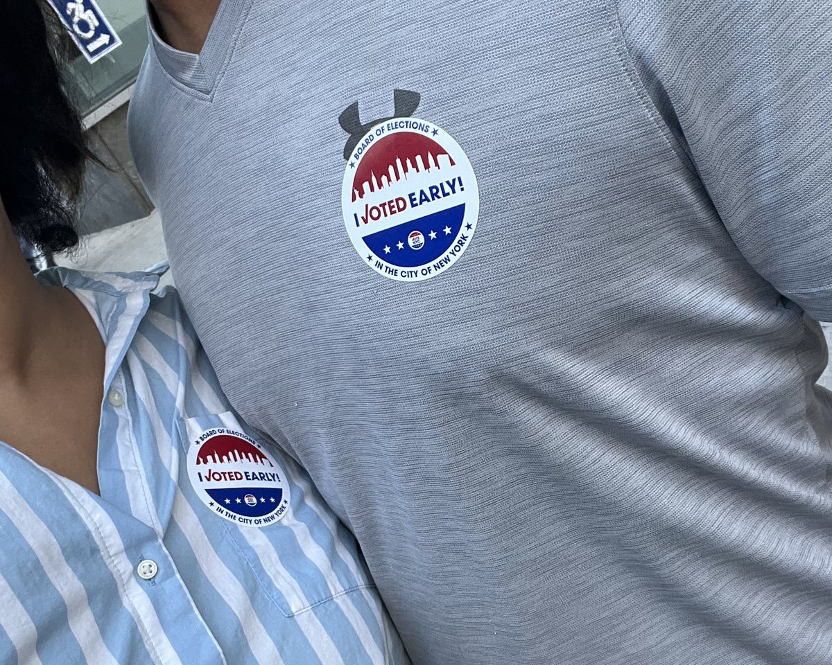 So thrilled to cast a vote for the very first time as new citizens! (and both our grandmas were named Kamala!) 🇺🇸