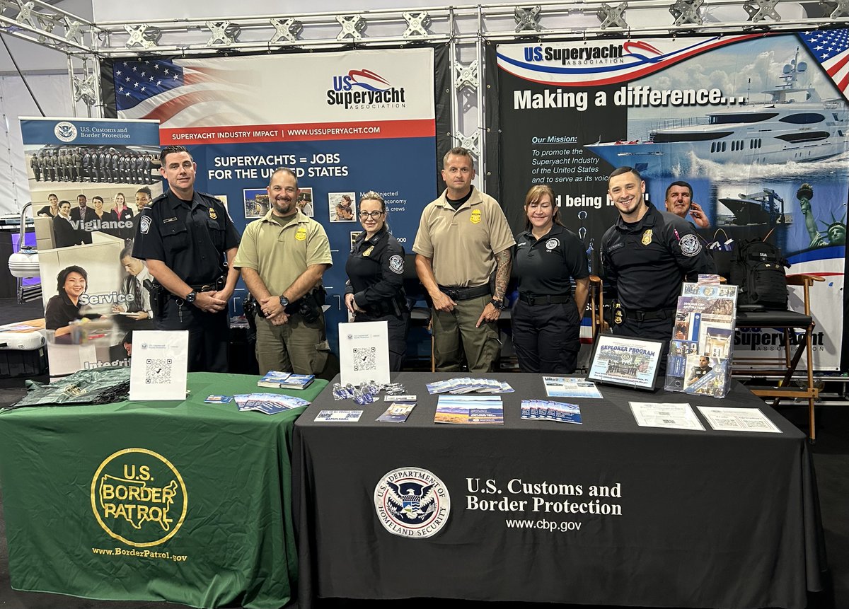 DFOFlorida's tweet image. CBP and Border Patrol are proud to be at the Ft. Lauderdale International Boat Show #FLIB! Our teams are here to connect with you, answer your questions, about private vessel reporting, the trusted traveler programs. Come by our booth and meet us!