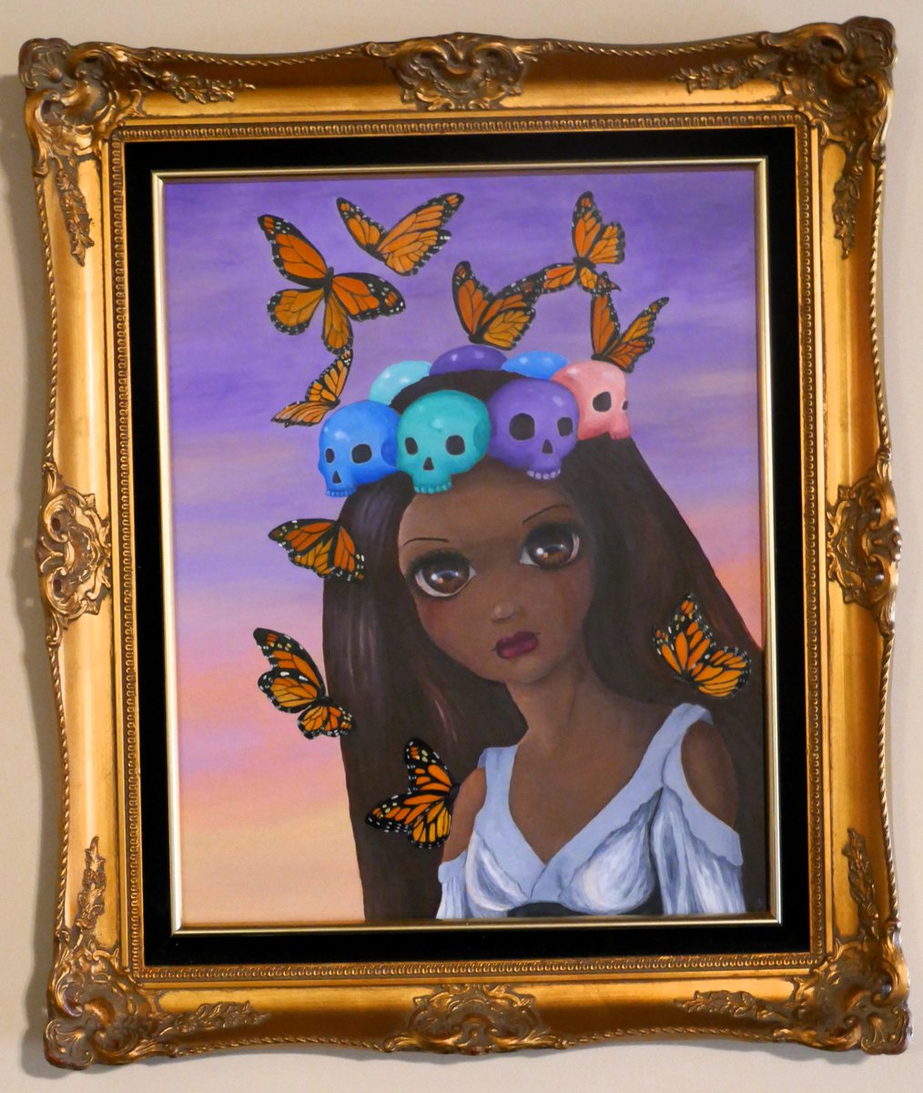 Feliz Dia de los Muertos / Happy Day of the Dead ! Original Big Eye Sugar Skull Monarch Butterfly Fantasy Calavera Maiden #Painting...
"Unremembered Title" painting 16x20 inches, acrylics on panel, framed 

We hope you have a wonderous #dayofthedead #diadelosmuertos #dotd #ddlm