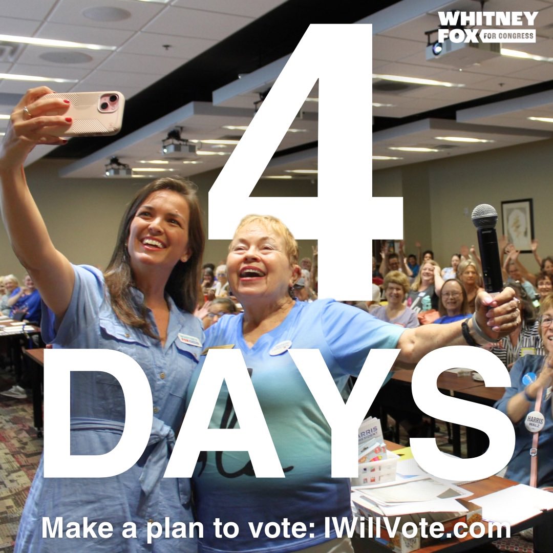 whitfox's tweet image. 4 DAYS to make clear we’re not going back.

Help us turn out the vote 👉 bit.ly/Fox4FL

#Vote #ReproductiveFreedom