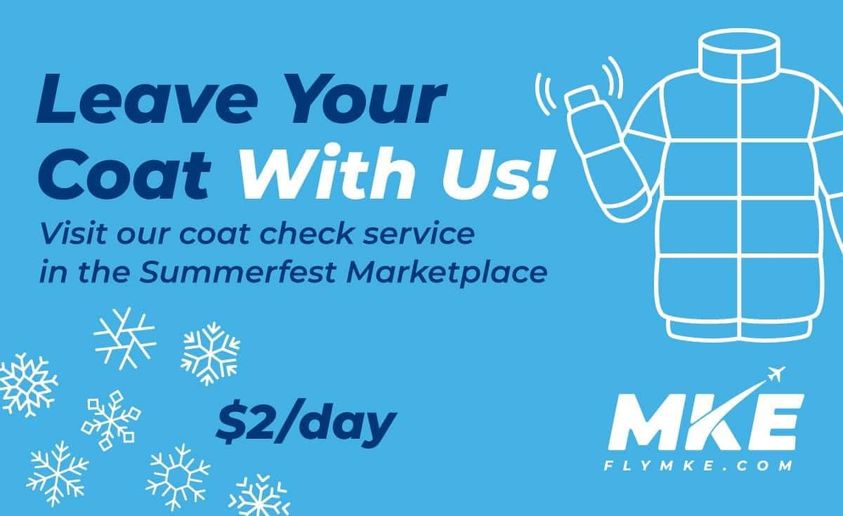 Fly from MKE Airport to a warm destination and leave your coat in our Coat Check for just $2 a day!
