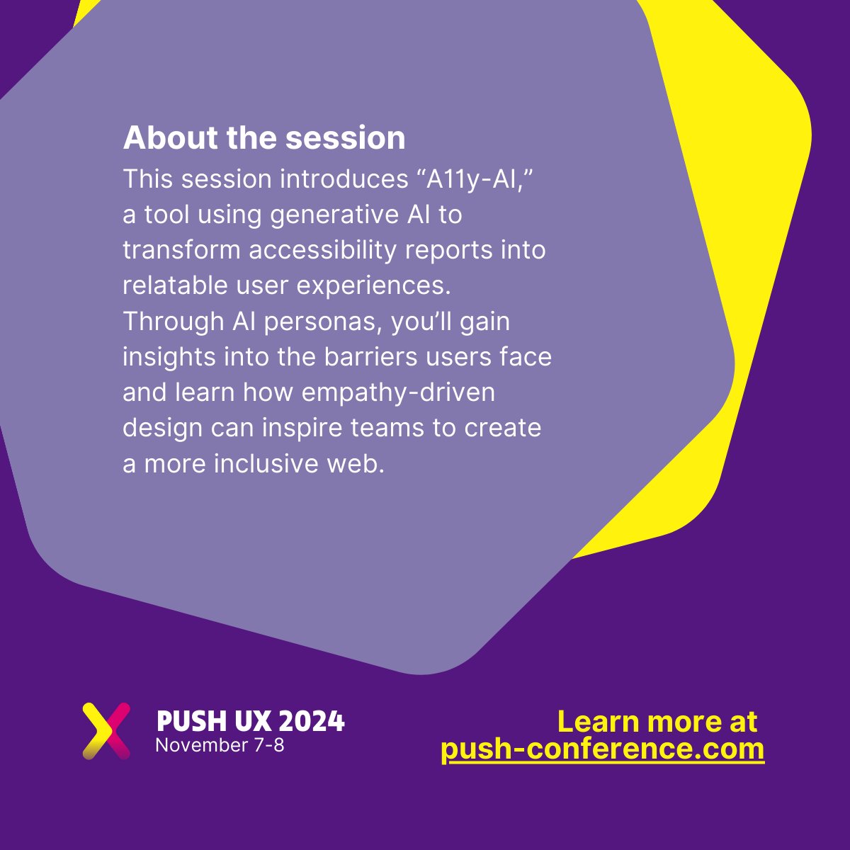 Did you know only 4% of top websites are fully accessible? 😲 Join Paul van der Veen &amp; Samuel Weiß for “Can AI Make You Care About Accessibility?” 🌐💡

Explore how generative AI and synthetic users can make accessibility reports relatable. 👐

Learn more: push-conference.com/ux-2024/can-ai…