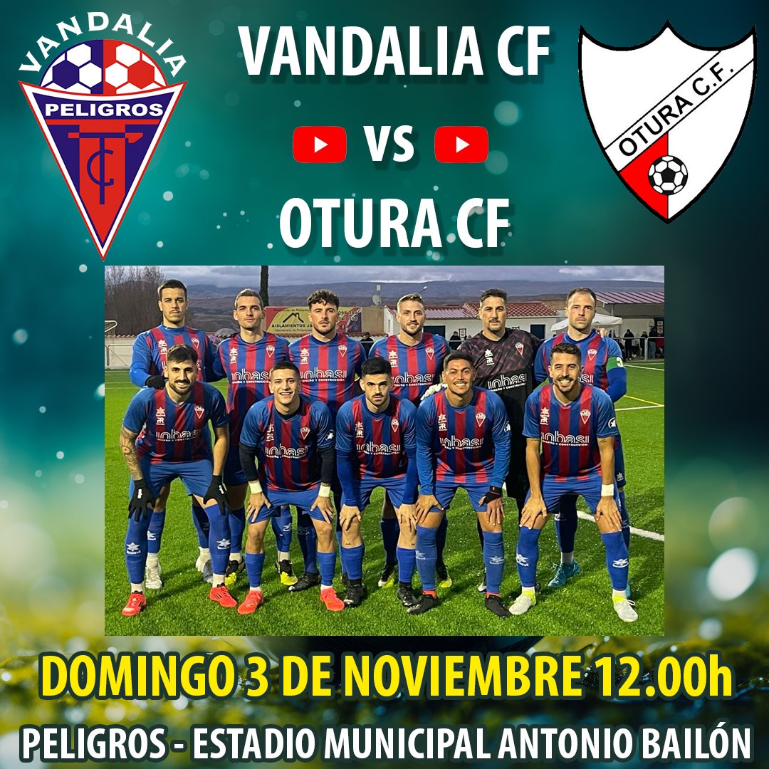 El domingo tenemos el partido de la semana en Peligros.

Vandalia CF vs Otura CF · 1ª Andaluza senior

Emisión en directo: youtube.com/live/-GVwDLRw-…