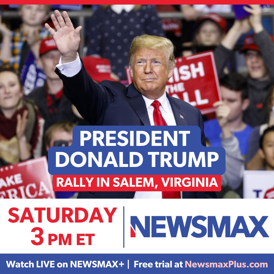 TRUMP SATURDAY: President Trump rallies supporters in Virginia with just three days left in the 2024 race. Watch LIVE coverage starting Saturday at 3 PM ET, only on NEWSMAX. More: newsmaxtv.com/trumprally