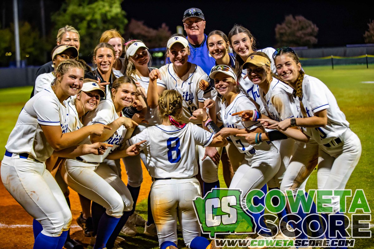 CowetaScore's tweet photo. Historic season for @TCSAthletics1 softball comes to a close in the Class 3A-A Private School Elite 8 tournament on Friday.
Defending 3A champion Wesleyan, which was upset in the first round, dominated a 7-2 victory in Friday's opening loser's bracket game.
Eight seniors helped set a new program record with 21 wins and Trinity's first-ever trip to Columbus. The Lady Lions also earned their first-ever tournament victory on Thursday, defeating Mount Paran 13-8. 
Both tournament losses came to defending state champions. Trinity also won its first-ever region softball title this fall, winning the 2-3A title.