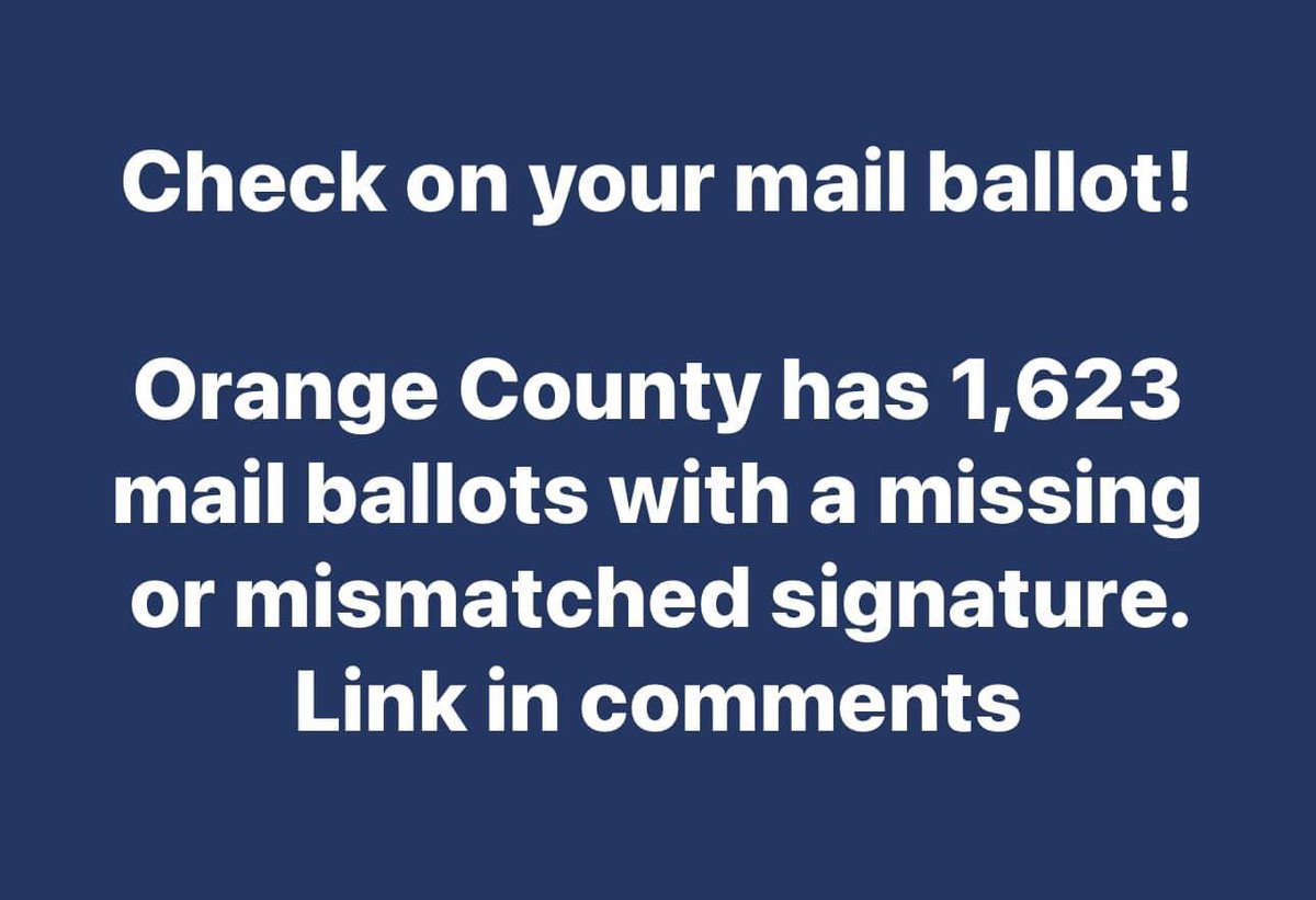 barbiehhall's tweet photo. 🚨IF YOU VOTED BY MAIL🚨
Please go check the status of your ballot and make sure it has been counted! Thank you @AgentWes for this alert regarding Orange County, Florida. According to Wes, who is one of the candidates for Supervisor of Elections, this is a very high number compared to other elections. We saw it with petitions as well this year as they compare signatures to what is on file. 

https://t.co/MTtLAbtyJV