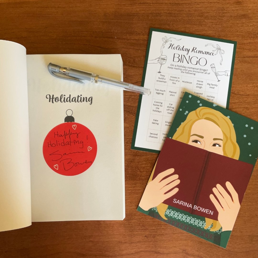 SarinaBowen's tweet photo. In just 10 days Holidating will arrive in Kindle Unlimited and in paperback!

It's also available right now in Sarina's Signed Bookshop, where it'll come with a signed colored "bulb" inside, a Holiday Romance Bingo Card, and a sticker!

Find your copy at https://t.co/ekwUM74bPo https://t.co/F9Wizk4vui