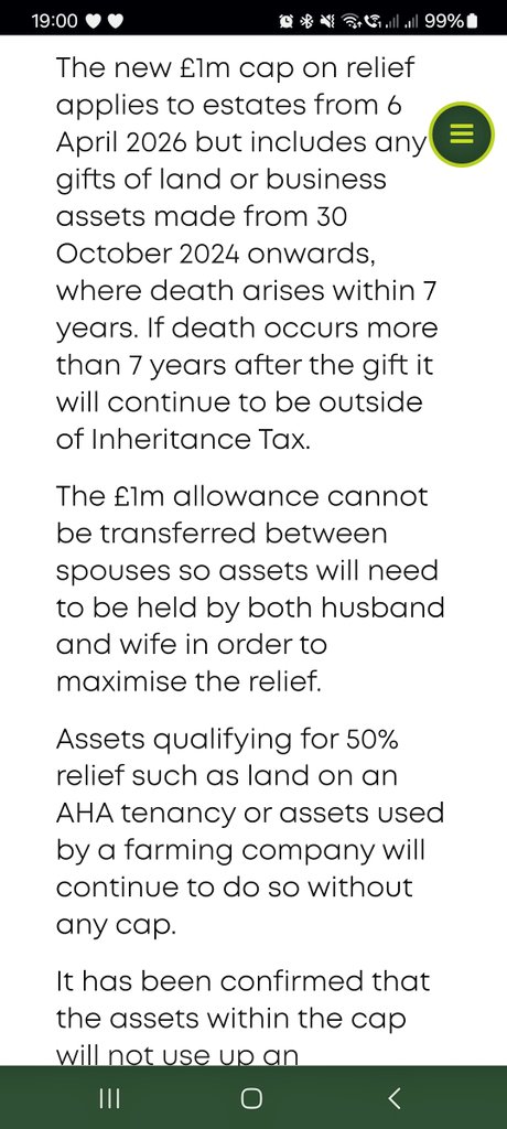 'Includes gifts of land or business assets made from 30th October 24.' 
So, it's not beginning April 26, it has already started....
#Farmingtax