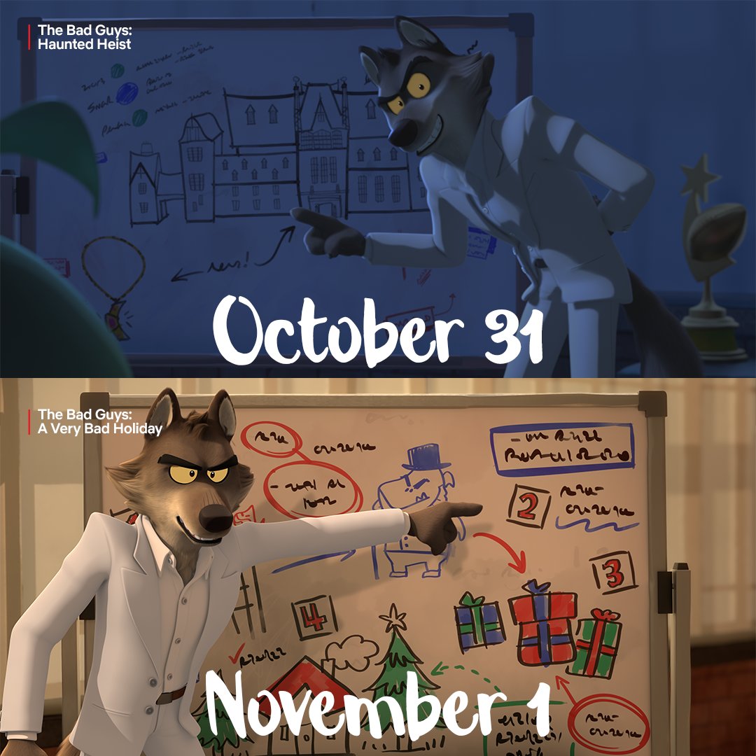It's always heist planning season with #TheBadGuys! 😎
The Bad Guys: Haunted Heist 🎃 &amp; The Bad Guys: A Very Bad Holiday 🎄 are now playing on Netflix