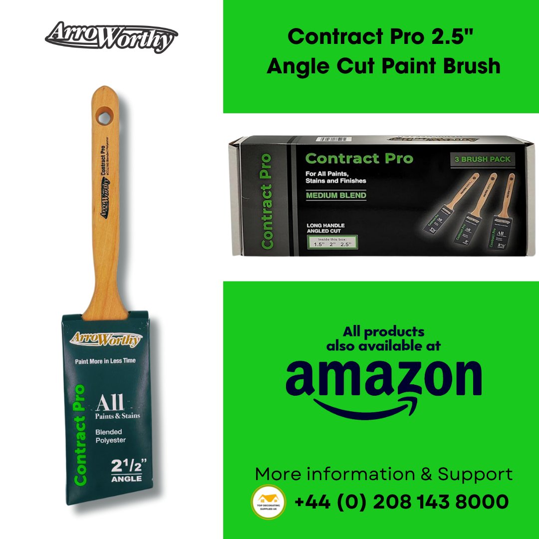 topdecoratinguk's tweet image. 🎨 Ready to paint like a pro? 
Meet the #Arroworthy Contract Pro 2.5" Angle Cut Brush!

Available now at decoratingsupplies.org.uk and Amazon UK @grippercloth

Need assistance? Give us a call at +44 (0) 208 143 8000

#ContractProBrush #PaintingPerfection #DIYHeroes