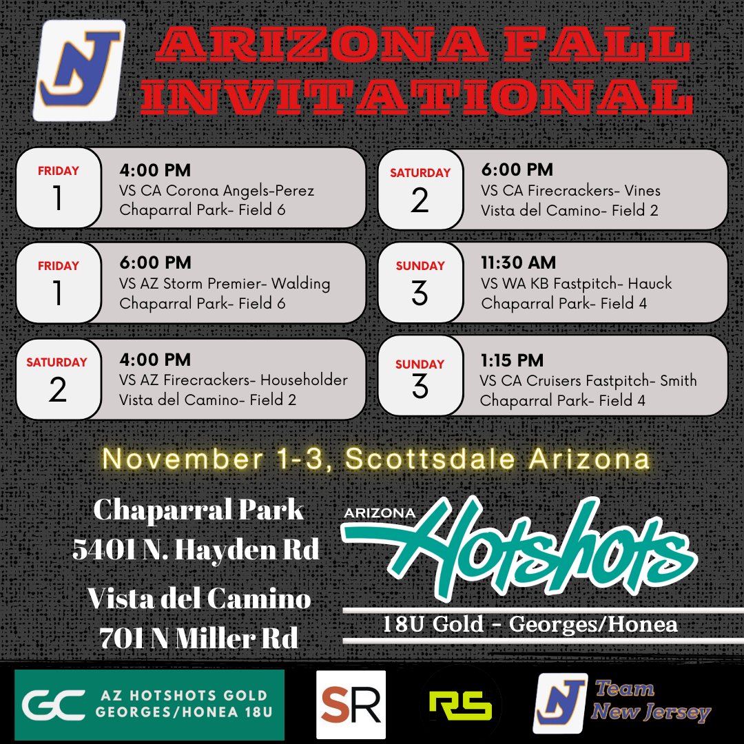 It's GAMEDAY!! 

Head out to Chaparral Park today at 4pm and cheer on our crew as they put in work at the TNJ Arizona Fall Invitational!

Lets go, Hotshots! 🐢
#getrecruited #uncomitted2025 #uncomitted2026 #azhotshots #showcase