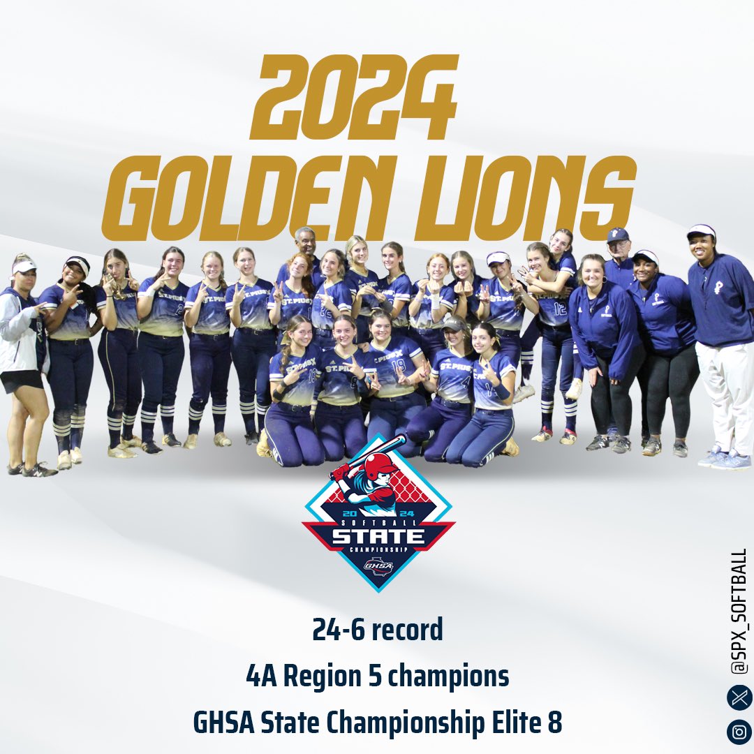 While the run in the championship bracket ended earlier than we had hoped, we’re incredibly proud of the Golden Lions this season. Finishing with a 24-6 record, 4A Region 5 champs, an elite 8 appearance, .423 team batting avg, 322 hits, 332 runs, 255 RBIs, 96 SBs, &amp; 14 HRs.