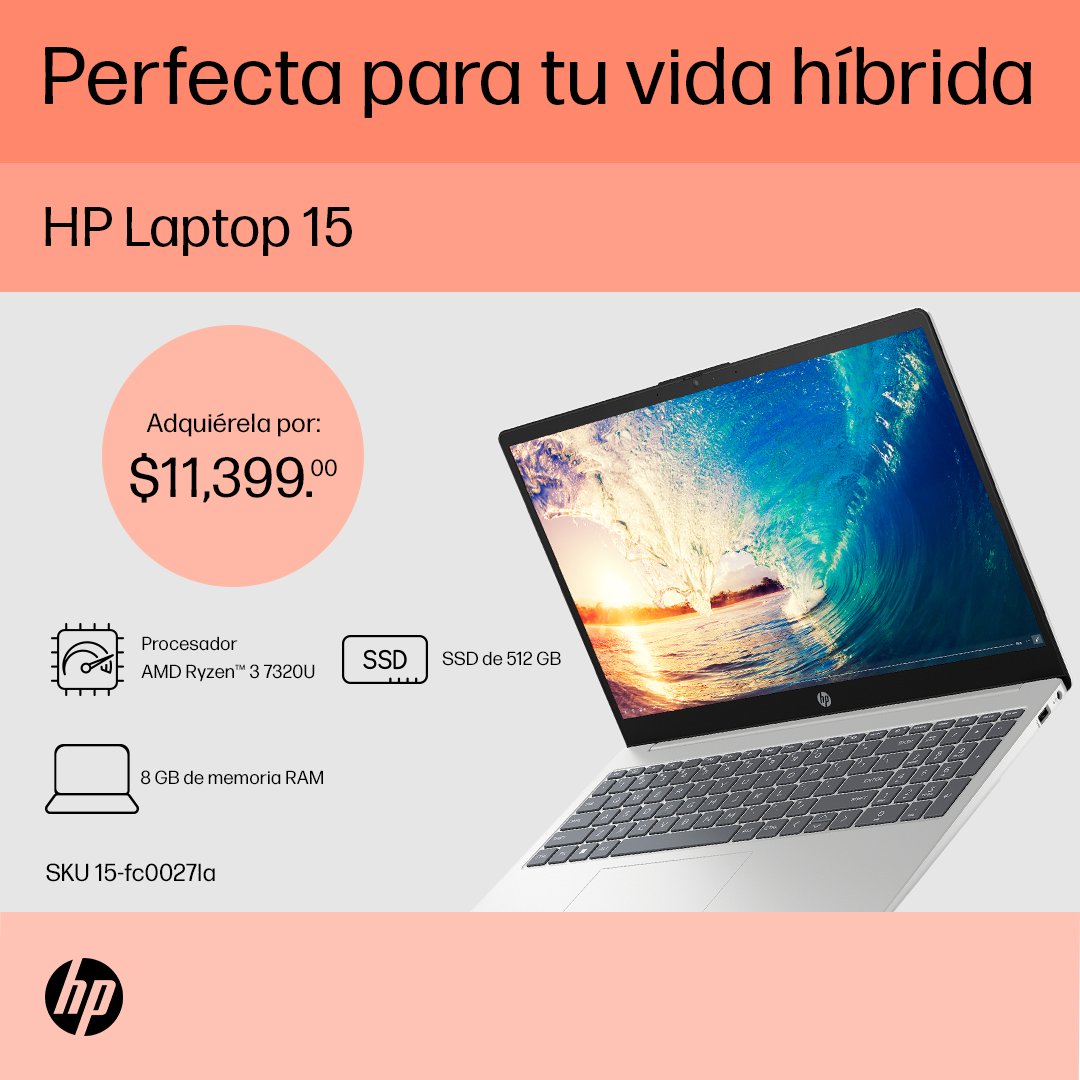 Con la HP Laptop 15 el trabajo se adapta a tus necesidades, gracias a su amplio almacenamiento y conexión rápida Wi-Fi6. ⚡️ ¿Qué esperas para llevarla contigo? Adquiérela en Amazon. amzn.to/48sJ3pE