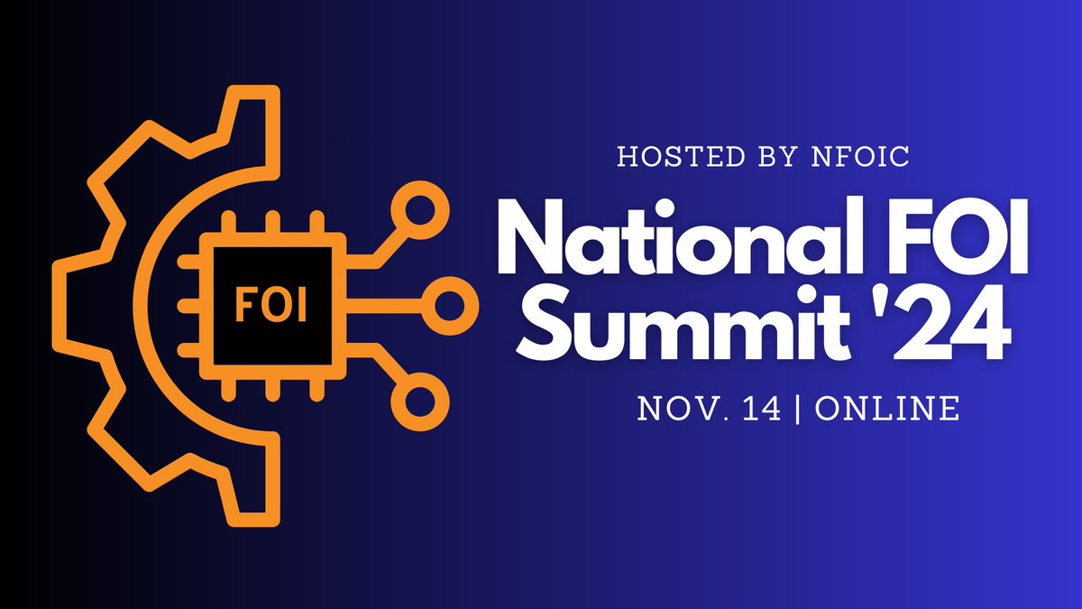 The National Freedom of Information Coalition's virtual FOI Summit on Nov. 14, 2024, will focus on artificial intelligence's impact on public records. bit.ly/3YQVTKj