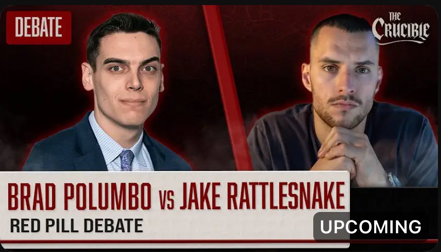 About go live with a debate between <a href="/jakerattlesnk/">Jake Rattlesnake</a> and Brother ad Palumbo moderated by <a href="/paleochristcon/">Andrew Wilson</a> ⬇️link