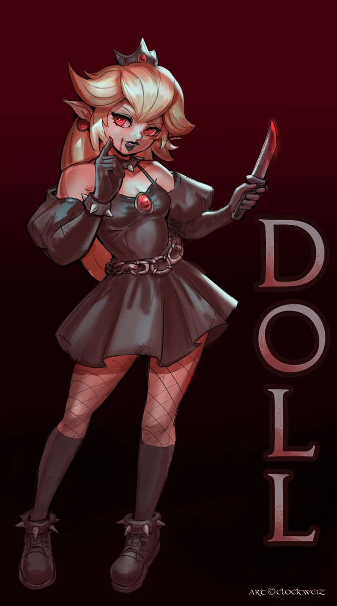 Goth Doll Princess Peach!

(She's also a bit of a vampire now. 🦇) 
#animeart #PrincessPeach #bowsette #animedigitalart #goth