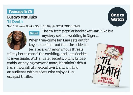 busayo 🌻 (@busayomatuluko) on Twitter photo Yesterday I found out ‘Til Death was made ONE TO WATCH by <a href="/thebookseller/">The Bookseller</a>😱
I fear teary, I feel honoured & I feel overwhelmed (in a good way) thank you so much to The Bookseller for spotlighting TD (out of so many January releases🤯) words can’t describe how full my heart is🥲❤️ Yesterday I found out ‘Til Death was made ONE TO WATCH by <a href="/thebookseller/">The Bookseller</a>😱
I fear teary, I feel honoured & I feel overwhelmed (in a good way) thank you so much to The Bookseller for spotlighting TD (out of so many January releases🤯) words can’t describe how full my heart is🥲❤️