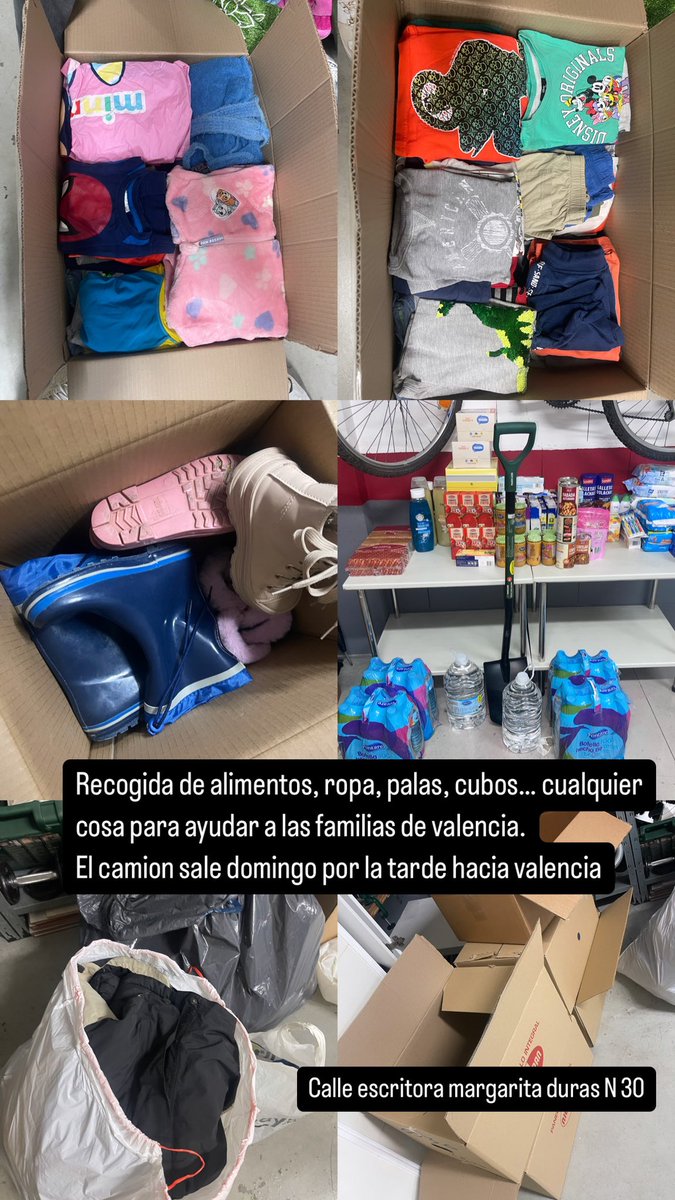 __joseplaza99's tweet photo. Estamos haciendo una recogida para ayudar a las familias de valencia, el camion sale el domingo por la tarde noche, para cualquier persona que quiera y pueda ayudar estamos en CALLE ESCRITORA MARGARITA DURAS N30. #DANA #INUNDACION https://t.co/tFqFpDrgUV