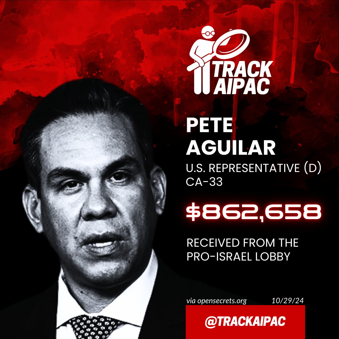 TrackAIPAC's tweet photo. @RepPeteAguilar Genocide enabler says what? 
https://t.co/hLr8z1n2b9 https://t.co/5hyBCfH5wK