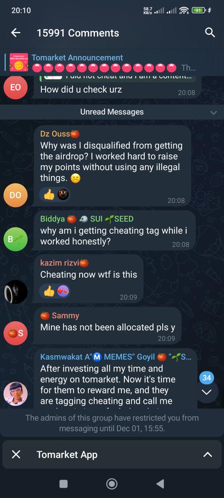 djamelyab's tweet photo. @Oliver_Tomarket an admin restricted my messages because i said the truth Wich is tomarket is a scam 😲😲😲 how can be i have 2.6 million and they gave me only 61k that's not fair atall https://t.co/vHunvF09Eu