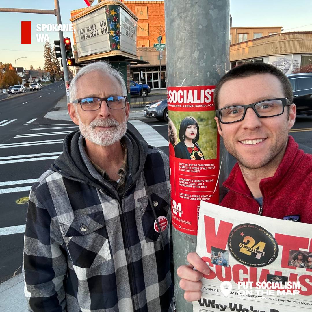 votesocialist24's tweet photo. All across the country, our volunteers continue to put socialism on the map! ✊🏽

In this final stretch ahead of Election Day, we are out in the streets, engaging with our community members about the issues that matter to us, but never seem to matter to the two corporate parties. https://t.co/sFBADya6X7