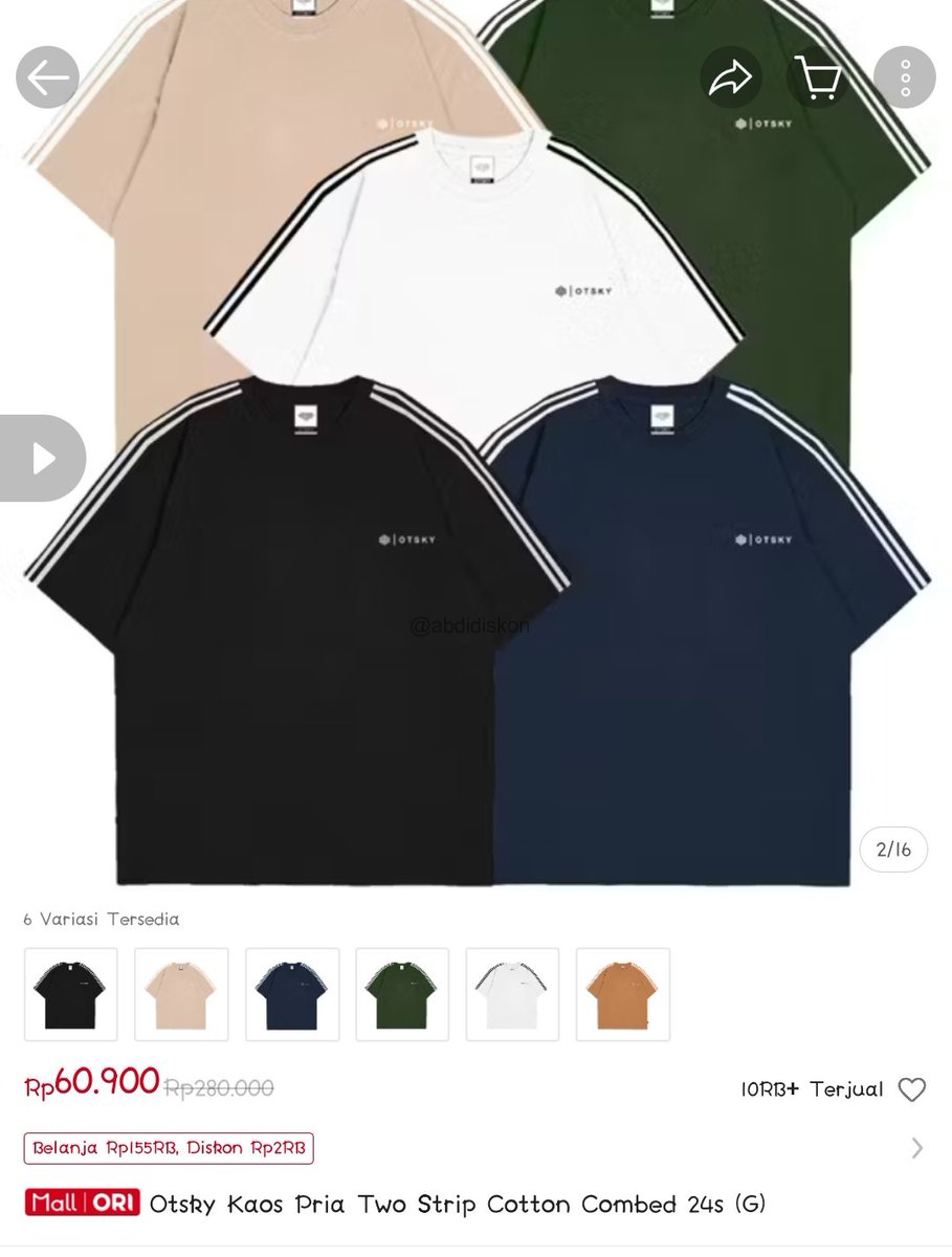 Cek Otsky Kaos Pria Two Strip Cotton Combed 24s (G) dengan harga Rp60.900. Dapatkan di Shopee sekarang! s.shopee.co.id/4VLFbUYCN6