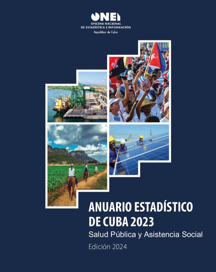 CubaONEI's tweet photo. 📢📊 Nuevos capítulos del Anuario Estadístico de #Cuba🇨🇺 2023 disponibles en el sitio web de la #ONEI:
👉🏻 Territorio.
👉🏻 Medio Ambiente.
👉🏻 Sector Externo.
👉🏻 Comercio Interno.
👉🏻 Turismo.
👉🏻 Educación.
👉🏻 Salud pública y asistencia social. https://t.co/niqMTUDaTE