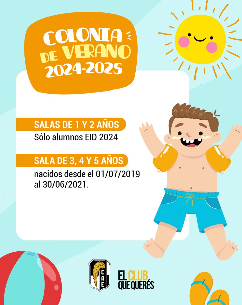 Colonia de Verano 🌞
¡Están abiertas las inscripciones!

3 cuotas sin interés con las Tarjetas de Crédito del Banco Entre Ríos

📱343 5 036474
Conocé también #PlanetaAblinegro 
Para socios de 5 a 12 años, en Plumazo.