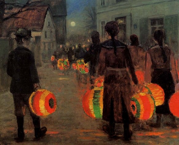 womensart1's tweet image. Lantern Parade (late 19thc) by Danish artist Anne Sophie Petersen (1845-1910) #WomensArt