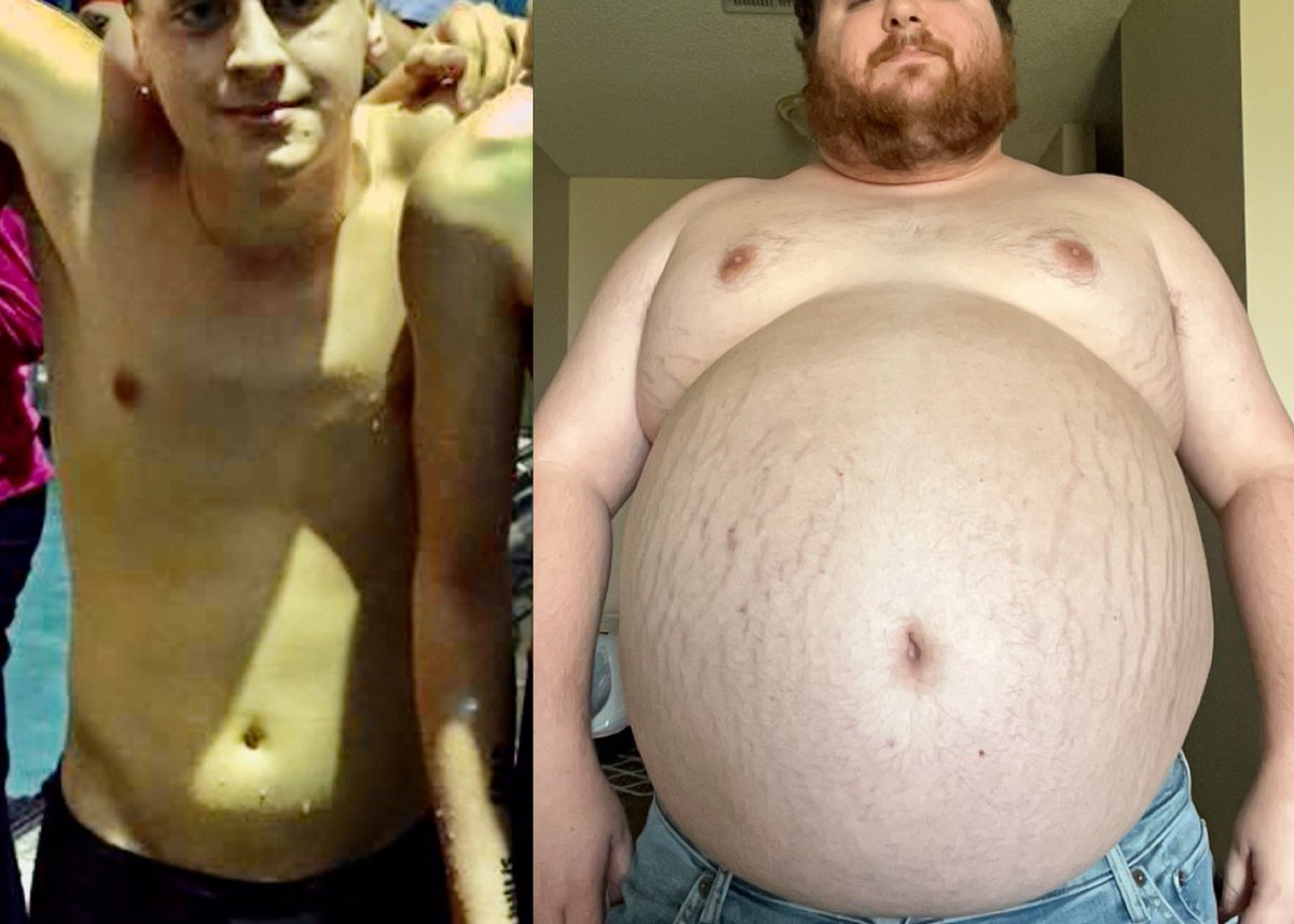 The guy on the left was so excited to quit the swim team and start college so he could achieve his dream of getting fat. Now just 7 years later, he's more than doubled his weight and crossed the 300lb milestone and still growing.

The guy on the right still wants so much more 🐷