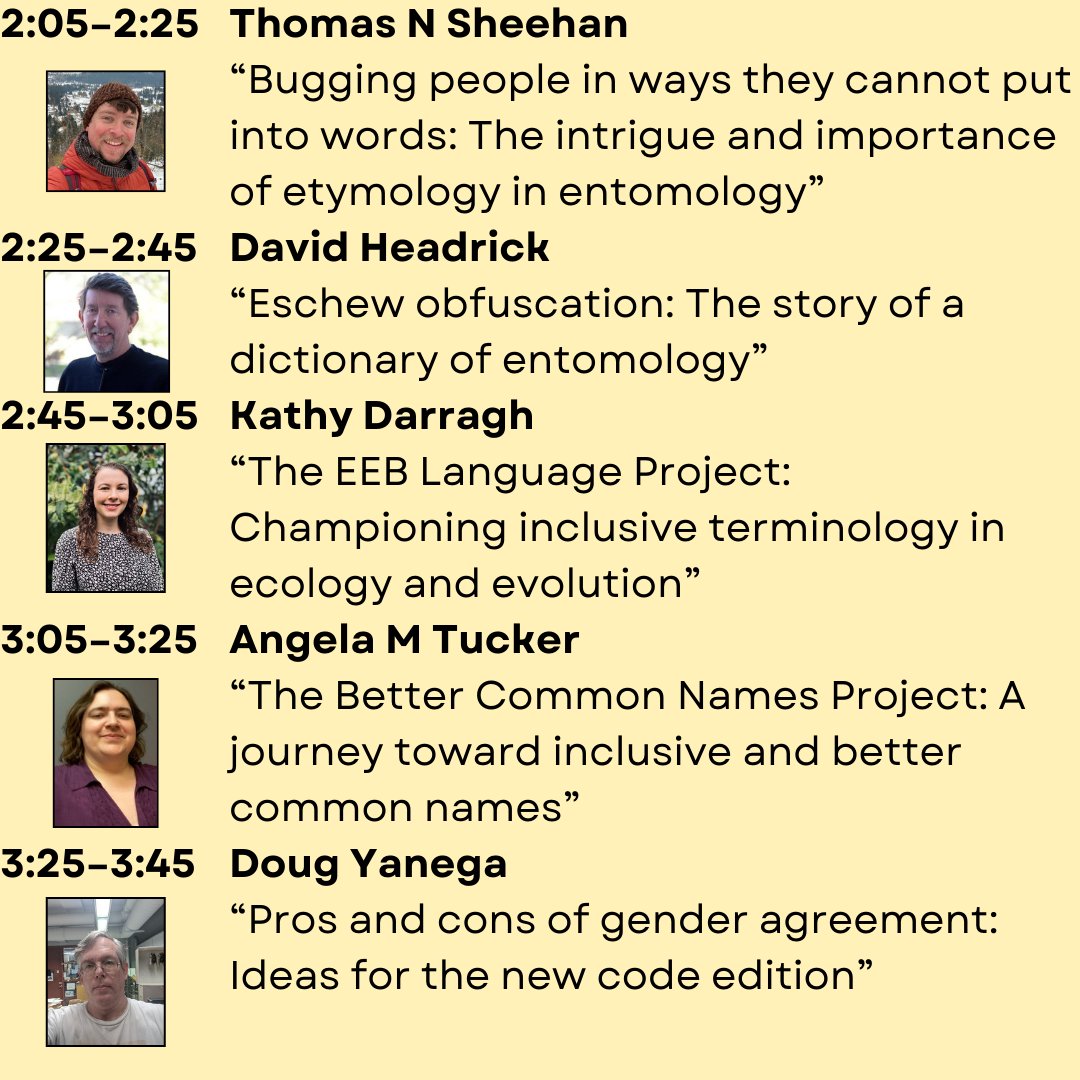 Do you like words? Do you like bugs? Come see an excellent symposium at #EntSoc24 on #etymology and #entomology! 

Tuesday 2–4pm in PCC 224B