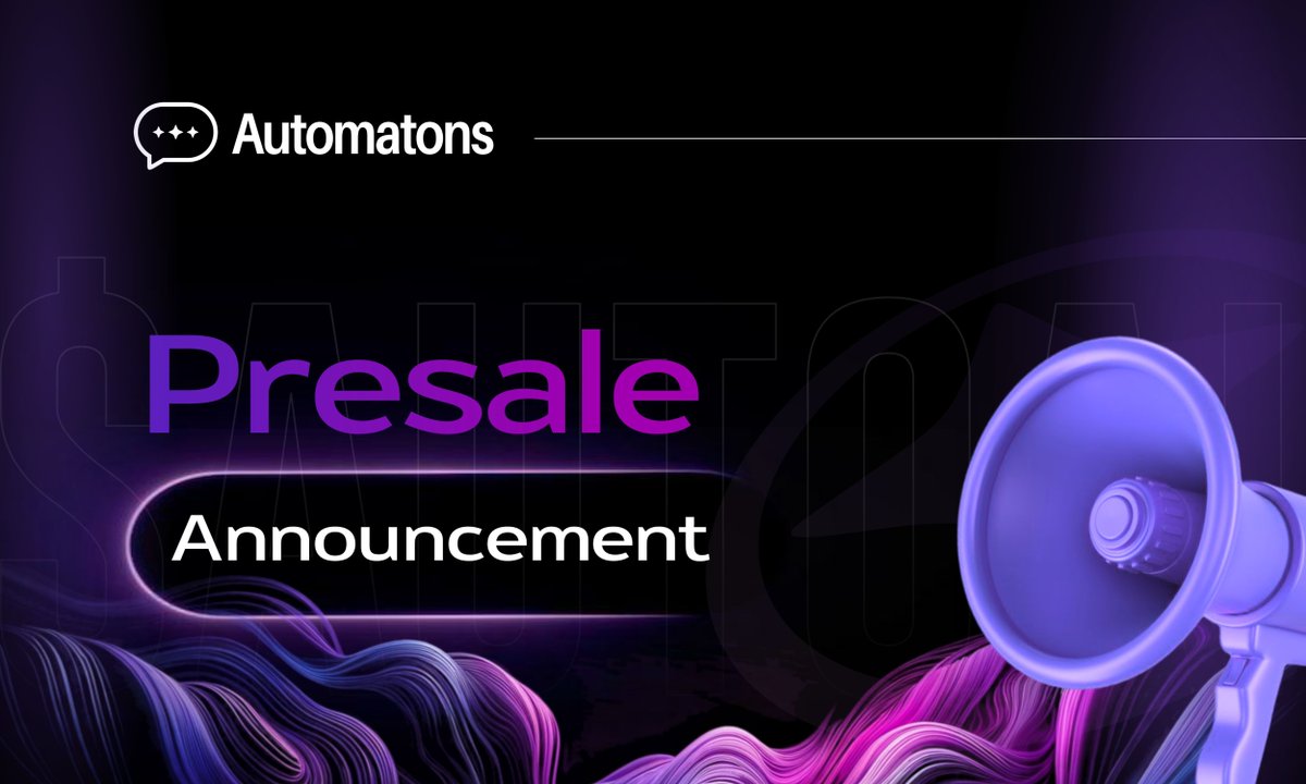 Glad to announce that the Automatons AI presale is officially set for November 4, launching at 3 PM UTC! This is your opportunity to join our community from day one and be part of an AI-driven platform changing the way crypto insights are delivered.

With only a limited supply