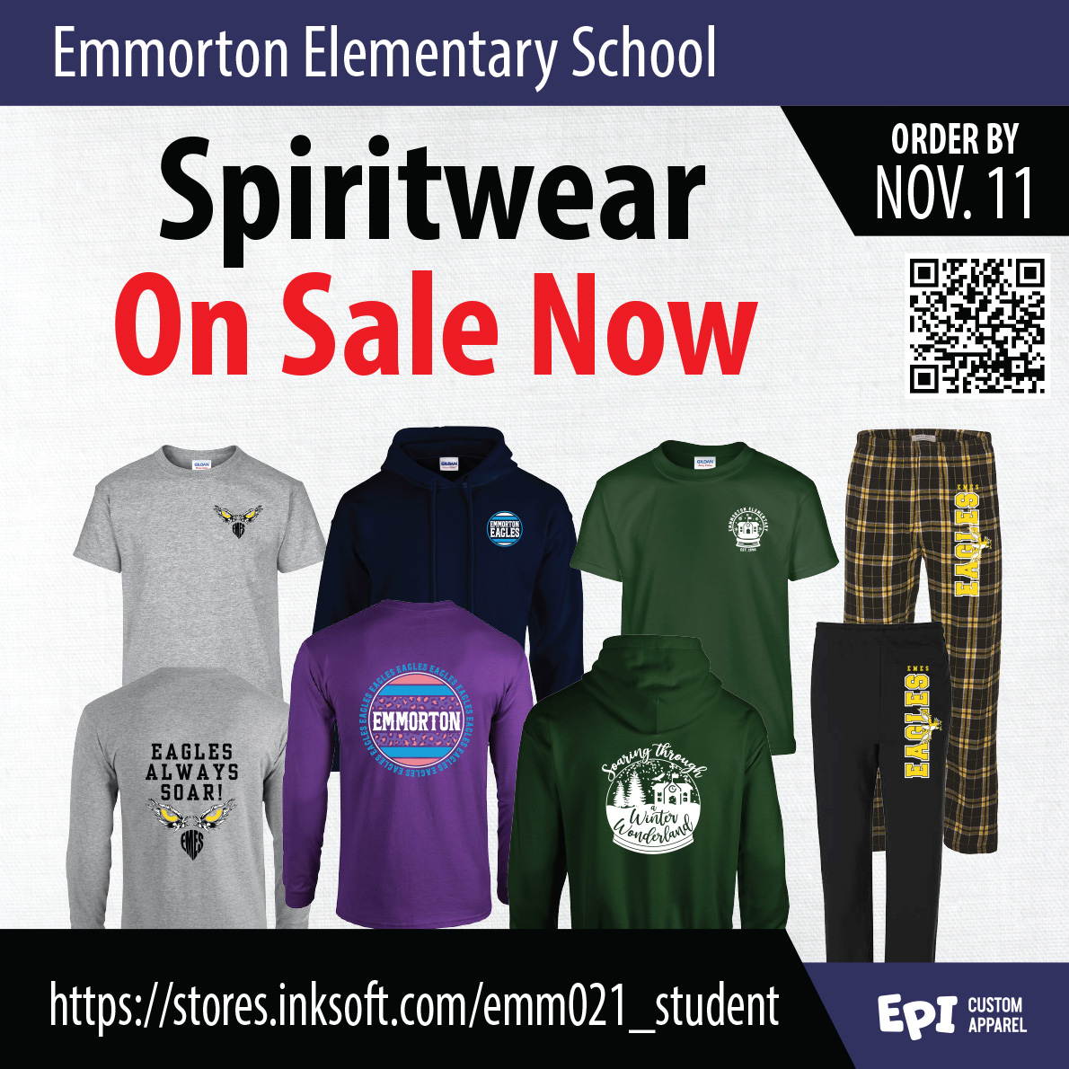 EmmortonES's tweet photo. Our spirit wear sale is up just in time for the cooler weather and the holidays.  Last day to order is Monday, November 11th.  Happy shopping!

 https://t.co/DaSHBAPv2k https://t.co/67qIcsgR63