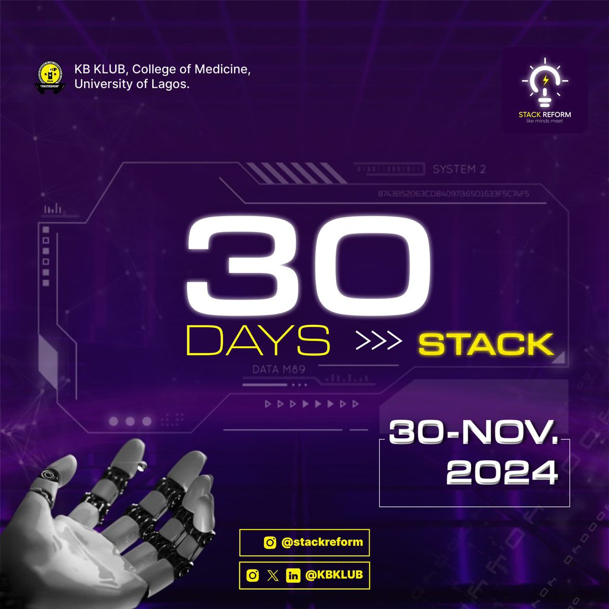 joshua_CRYPTON's tweet image. 🌟30 Days to STACK!🌟

The countdown begins
The future of Health-Tech is closer than ever!🤩
How are you gearing up to embrace it?

STACK’24 is your edge!

Register now🔗: stack.kbklub.org/register

#STACKREFORM
#STACK24
#STACK