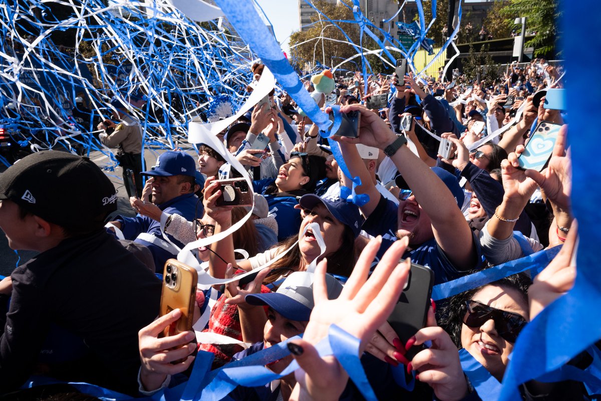 vidcrane's tweet image. Thousands of #Dodger fans turned out to celebrate the #WorldChampionship #LAdodgers on Friday.  The Dodgers held a parade and event at #DodgerStadium to celebrate their #WorldSeries title.  #MLB# #Ohtani