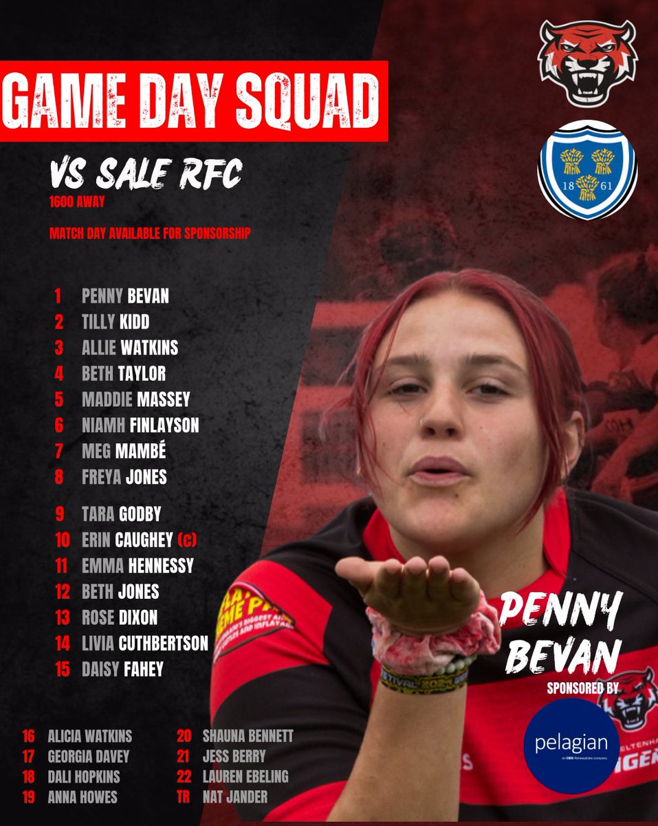 Cheltenham Tigers WRFC (@chelttigerswrfc) on Twitter photo SQUAD NEWS!
Here are your tigers who travel up to <a href="/Sale1861Women/">Sale FC 1861 - Womens Team</a> in hopes for a win on the road
#TigerFamily
#JoinTheJourney
#RunRiot SQUAD NEWS!
Here are your tigers who travel up to <a href="/Sale1861Women/">Sale FC 1861 - Womens Team</a> in hopes for a win on the road
#TigerFamily
#JoinTheJourney
#RunRiot