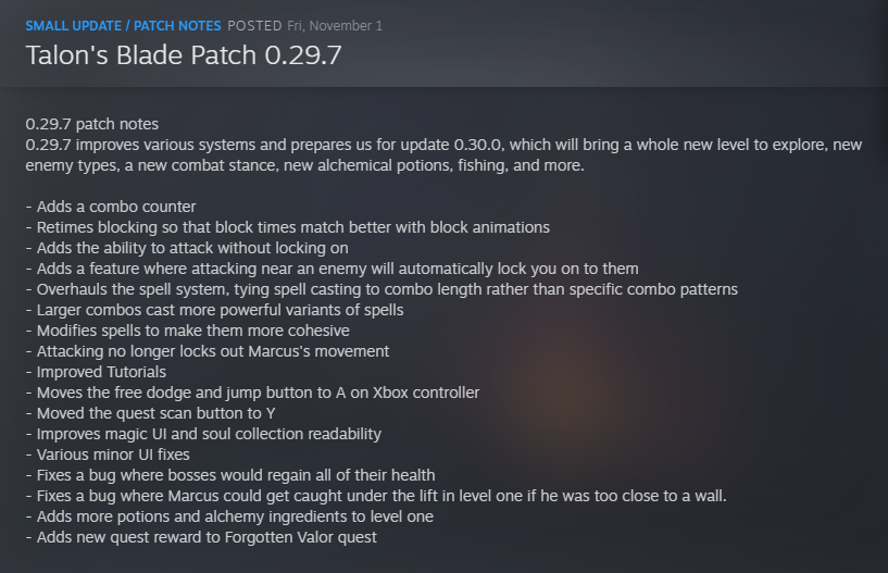 SoulwareGames's tweet photo. Patch 0.29.7 is now live! 
We are getting very close to 0.30.0 which will bring new enemies, a new level, story, quests, fishing, alchemy potion, and more!!

https://t.co/iMf8Bck4wQ

#SoulwareGames #TalonsBlade #gamedev #gamedevs #IndieGameDev #indiegames #indiegame https://t.co/2VA8XVrX5J