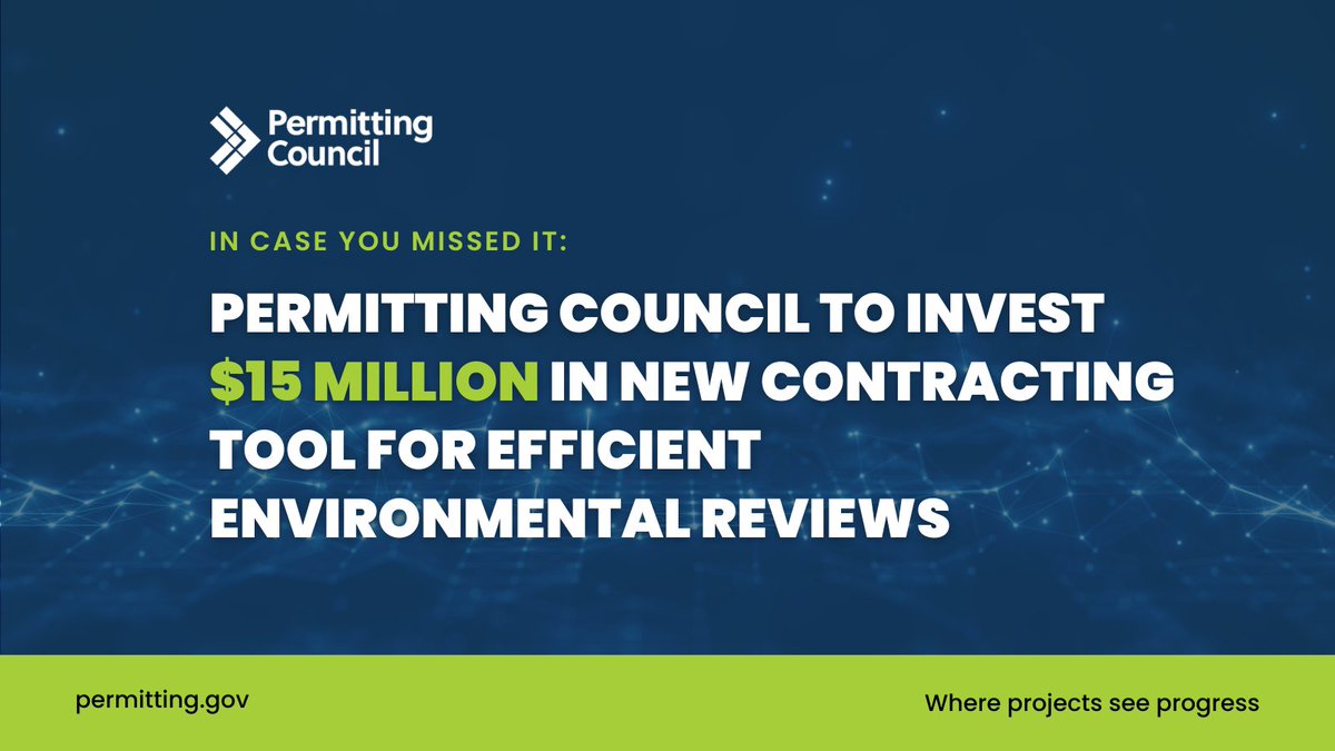 PermitCouncil's tweet photo. #ICYMI: At last month’s #PermittingSummit24, Director Beightel announced the Permitting Council’s intent to invest $15M in a game changing contracting tool to help federal agencies leverage surge support to get environmental reviews done with efficiency: https://t.co/uAVYoWLpP1 https://t.co/UddGXcArEJ