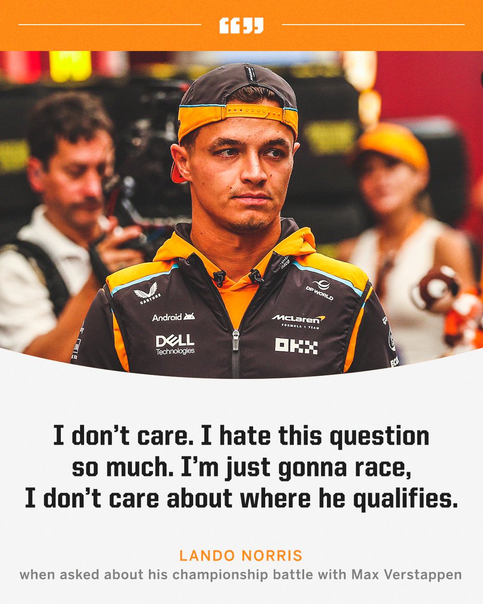 Lando had an abrupt answer when asked about his championship battle with Max.