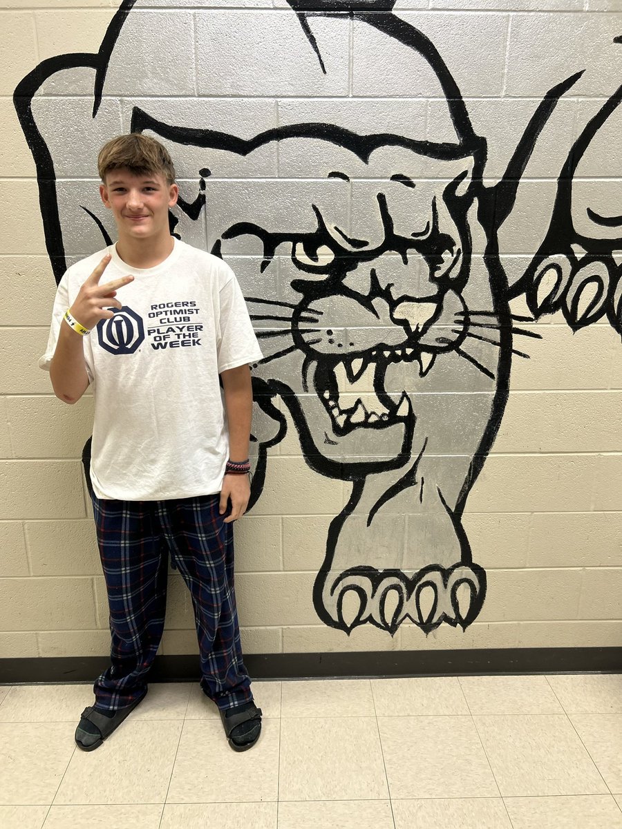 Introducing our first 2x player of the week, Blaine Rolen. Blaine had multiple tackles for losses plus 3 catches and 2 touchdowns last night in a big win vs Southwest. Great job 42!! #SWAG #Family <a href="/kirkseycougars/">KirkseyCougars</a> <a href="/rogersmountiefb/">Rogers Mountie FB</a> <a href="/rhs_21/">RHS-Athletics</a> <a href="/PaulADrps/">RPS-Athletics</a>