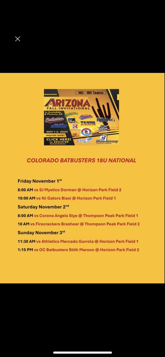 First showcase this fall with the team. Can’t wait to compete with this team! Here’s the schedule for this weekend. <a href="/18uSmith/">Batbusters 18U National Smith</a> <a href="/batbusterscoach/">Joe Smith</a>