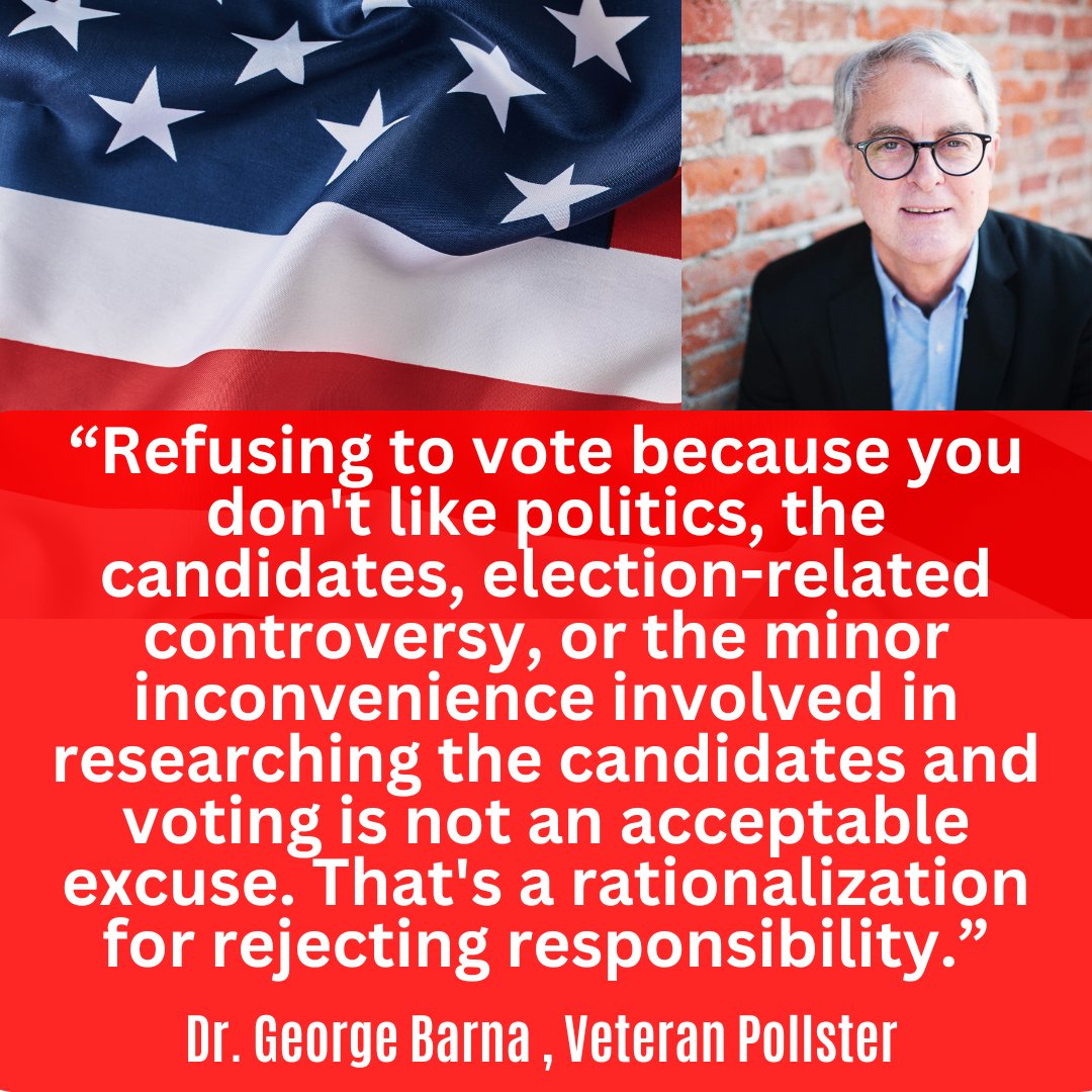 George Barna (@george_barna) on Twitter photo Christians not voting could be a gamechanger this election. See my latest election research at <a href="/crcacu/">Cultural Research Center at ACU</a>. Christians not voting could be a gamechanger this election. See my latest election research at <a href="/crcacu/">Cultural Research Center at ACU</a>.
