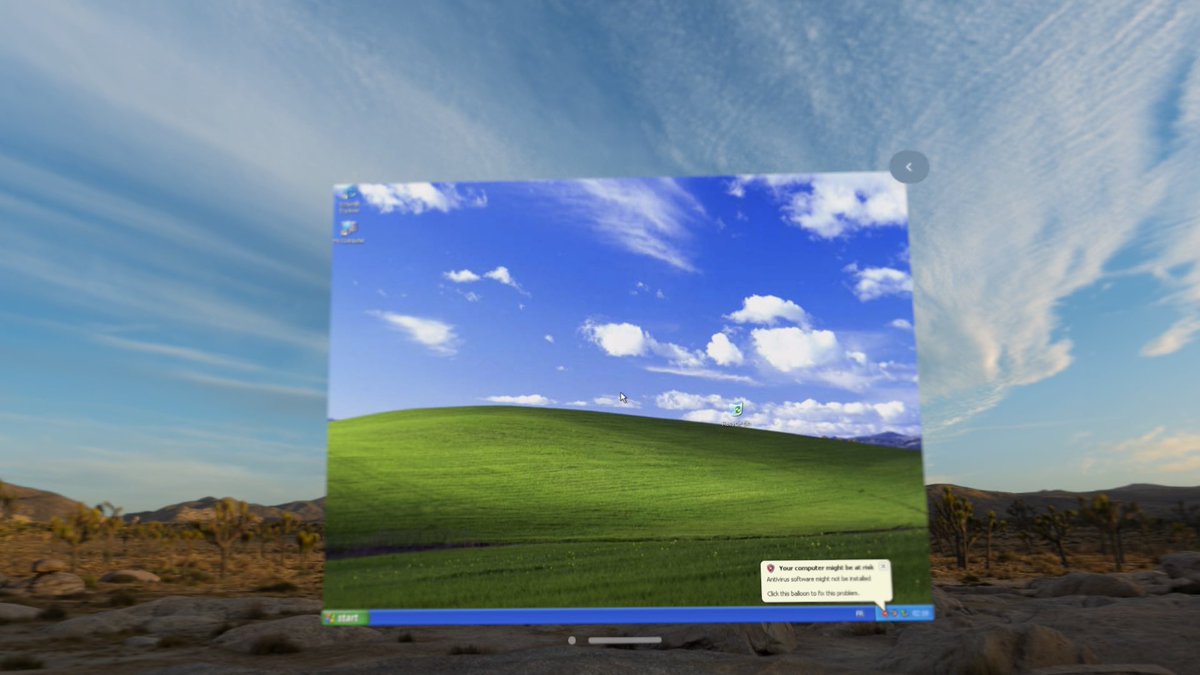 ToutSurVision's tweet photo. Windows Xp sur le Vision Pro 😂 https://t.co/ONdmDxjxxU