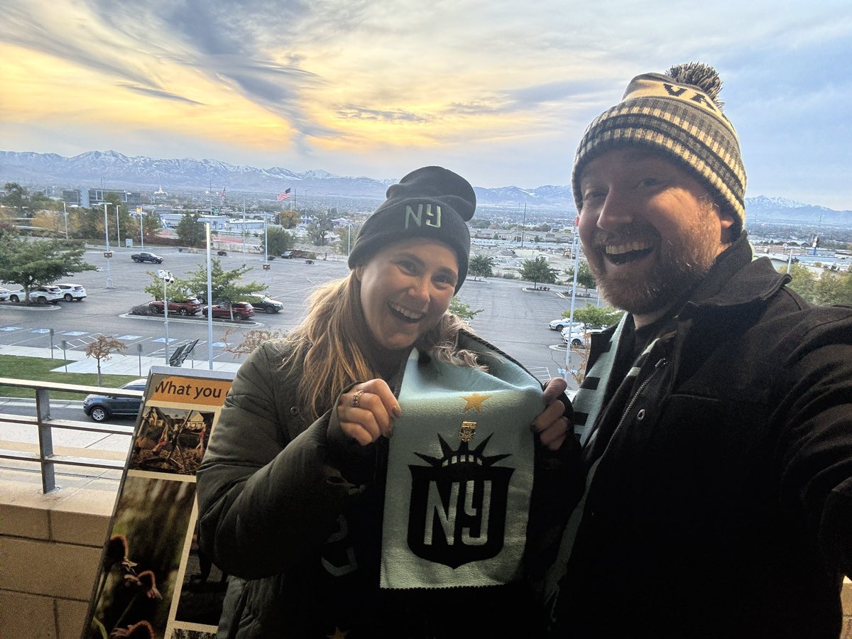 neddonovan's tweet photo. It’s our first @GothamFC away game! We’re here at the @UtahRoyalsFC match to show Gotham love and we met OTHER GOTHAM FANS TO YELL WITH!

Screamed during warmups and making my brother into an NWSL fan!

Jenni and I are ready to yell, LET’S GO BATS

#LetsGoBats #GothamFC #NWSL https://t.co/TPSfbxENP0