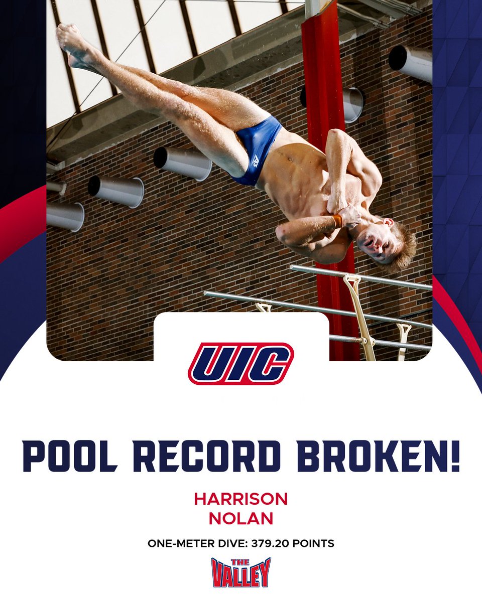 UIC_SwimDive's tweet photo. Congrats to Harrison Nolan (@HarrisonNolan3) breaking a Flames Natatorium record earlier today with a score of 379.20 points! 

He has broken the record previously held by Felix LaFortune back in 2020 (350.05 points)! 

Congrats Harrison! 

#ChicagosCollegeTeam https://t.co/BZtEG3yAdw