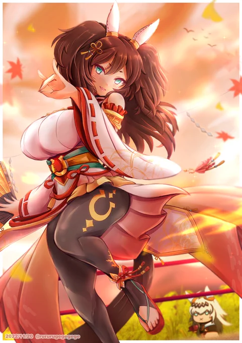 #三連休はフォロワーが増えるらしい2年前の絵ですが秋なので 