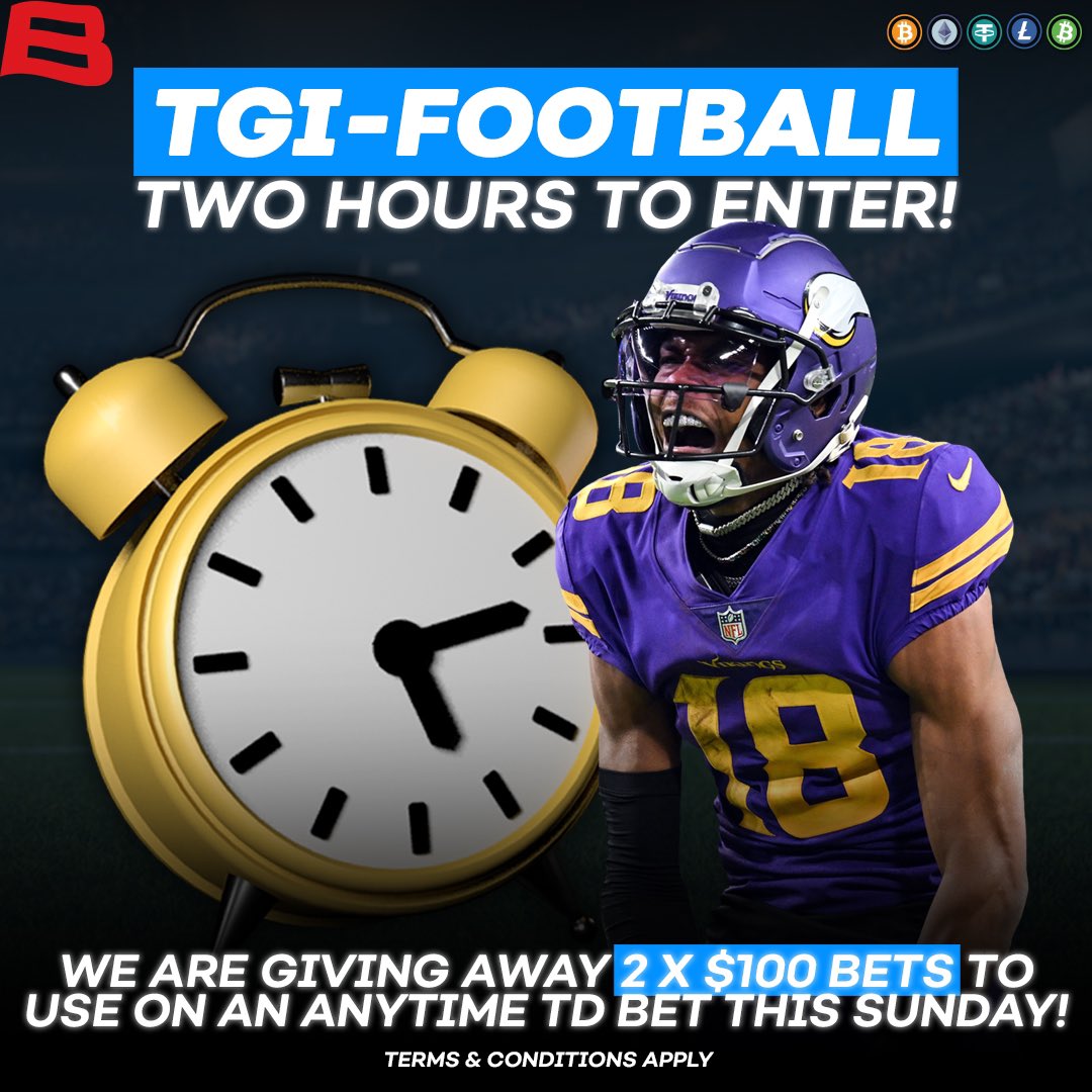 BovadaOfficial's tweet photo. Want a chance to win a free $100 ATD bet for this NFL Sunday? 💰🏈⏰

✅ Follow @BovadaOfficial
✅ Repost
✅ Reply who your Sunday anytime TD pick would be https://t.co/Q25RxkALcc